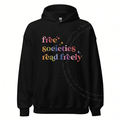 Free Societies Read Freely Care & Resist Gildan hoodie in Black