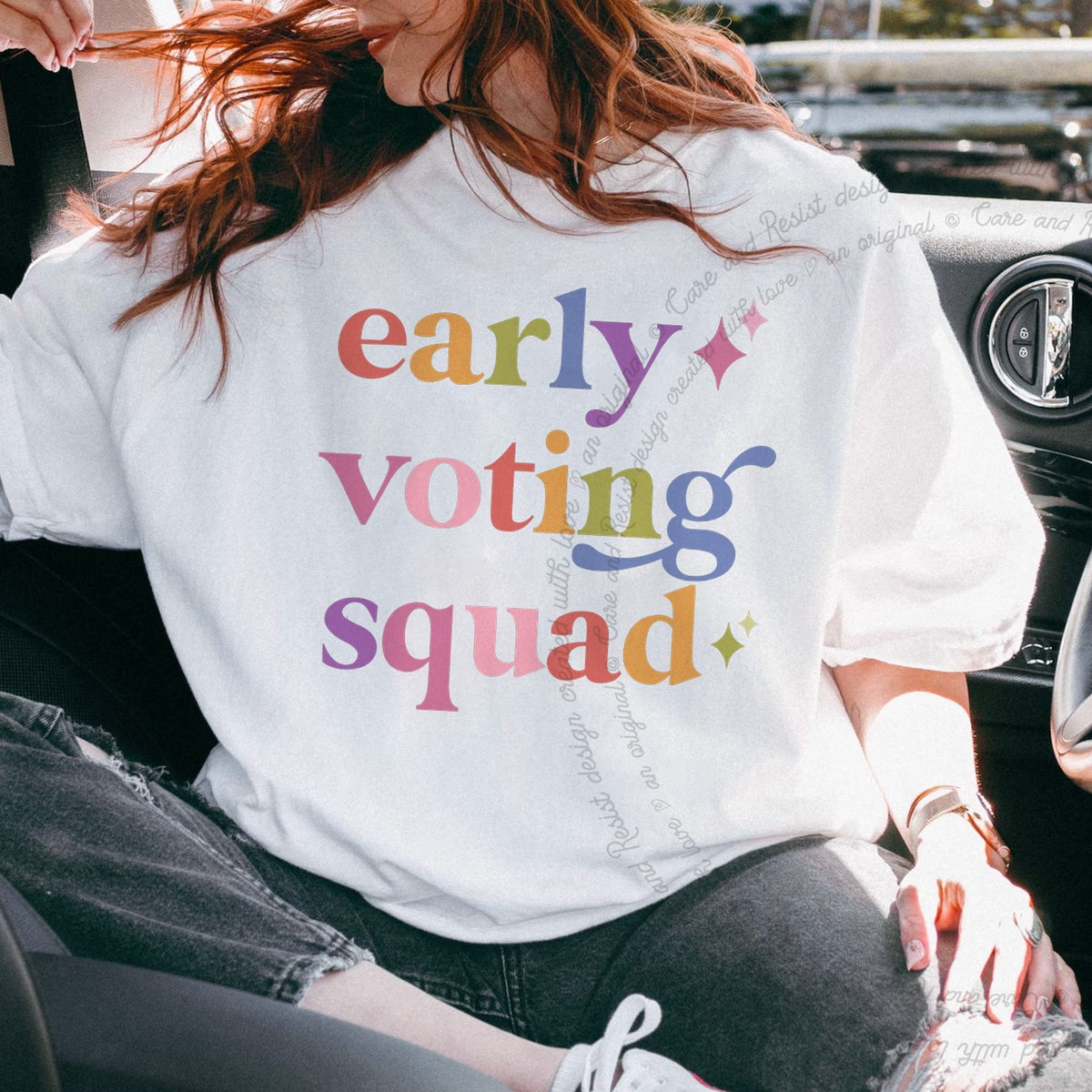 Early Voting Squad Care & Resist tee in White