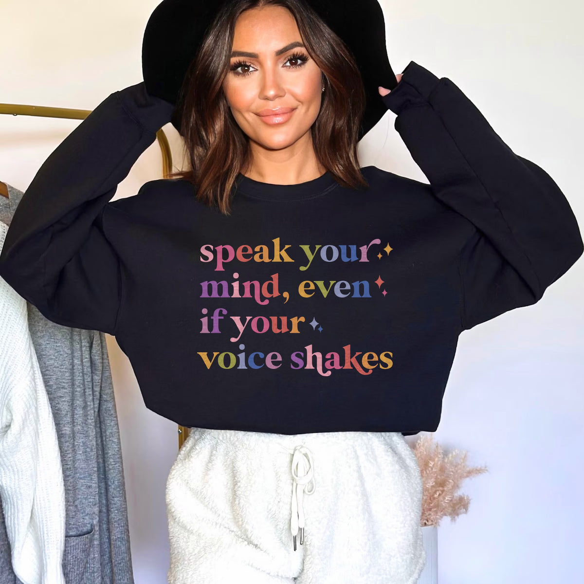 Speak Your Mind Care & Resist Gildan crewneck sweatshirt in Black
