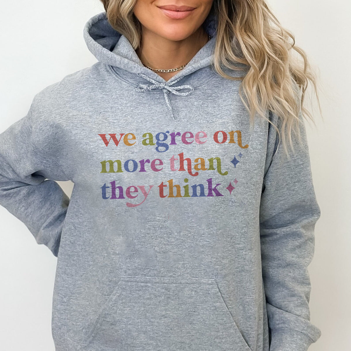 We Agree on More Than They Think Care & Resist Gildan hoodie in Sport Grey