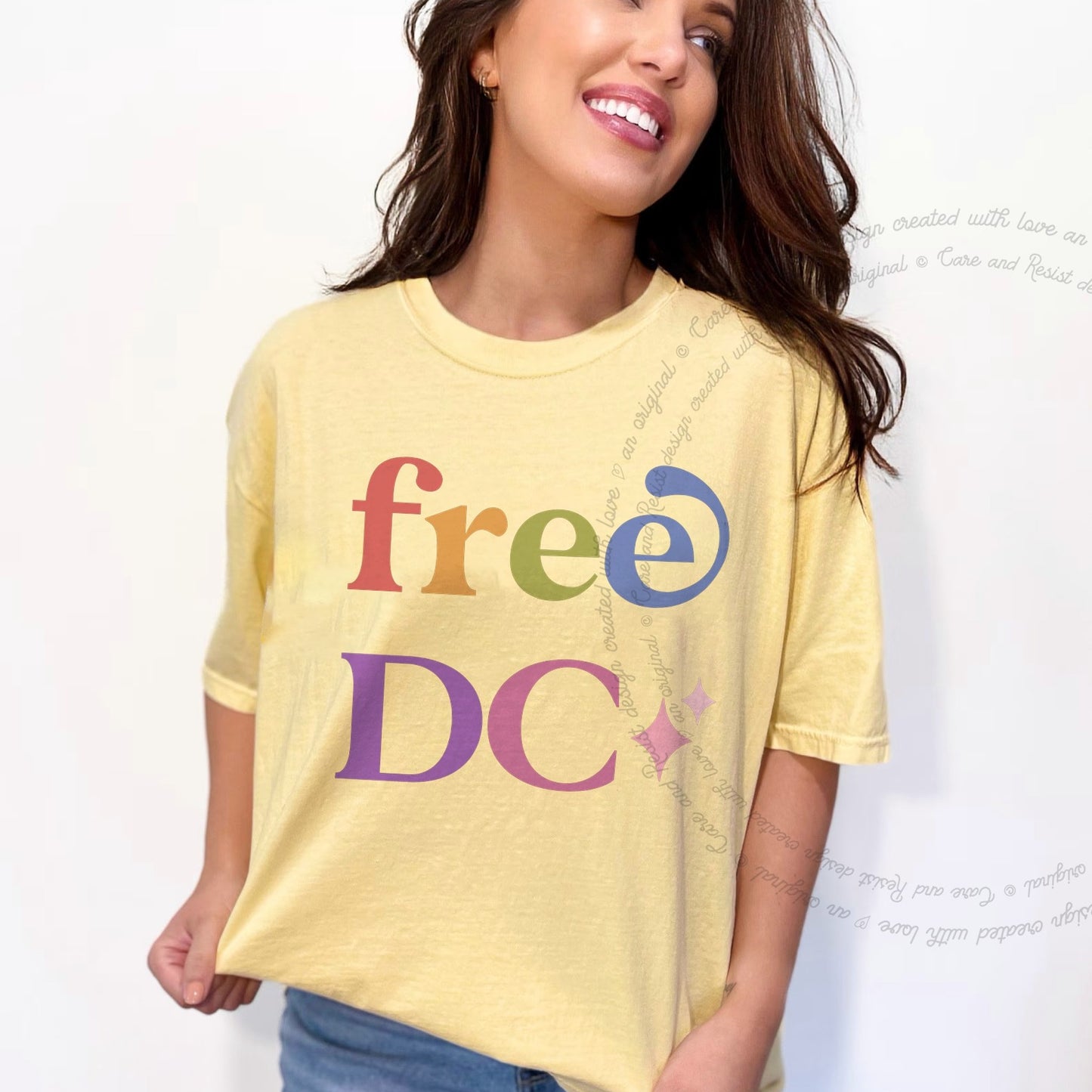 Free DC Care & Resist rainbow tee