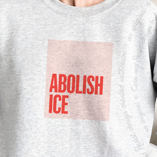 Abolish ICE Care & Resist Gildan crewneck sweatshirt in Sport Grey