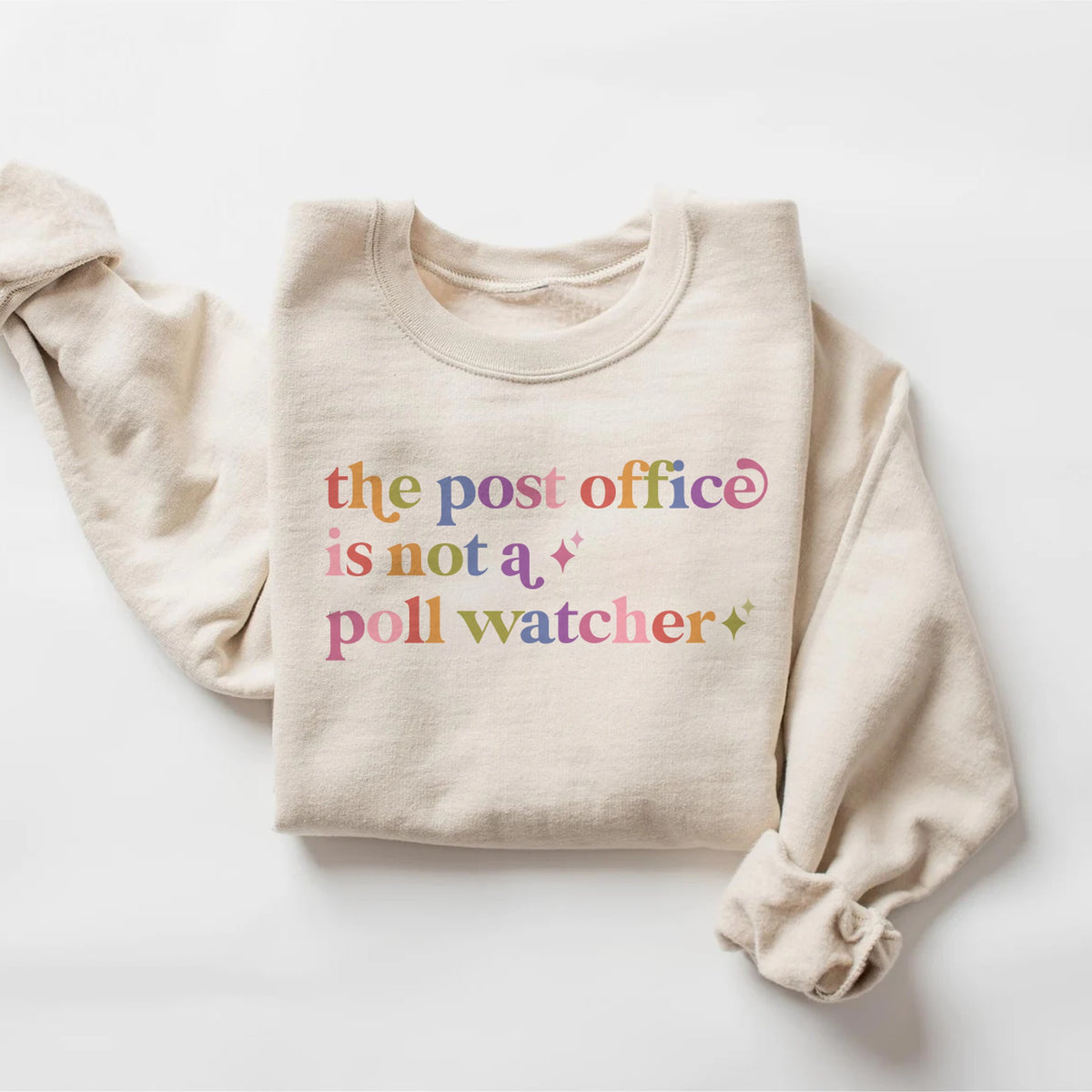 The Post Office is not a Poll Watcher Care & Resist Gildan crewneck sweatshirt in Sand