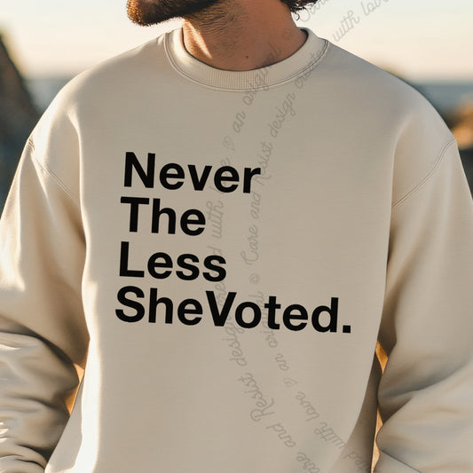 Nevertheless She Voted Care & Resist Gildan crewneck sweatshirt in Sand