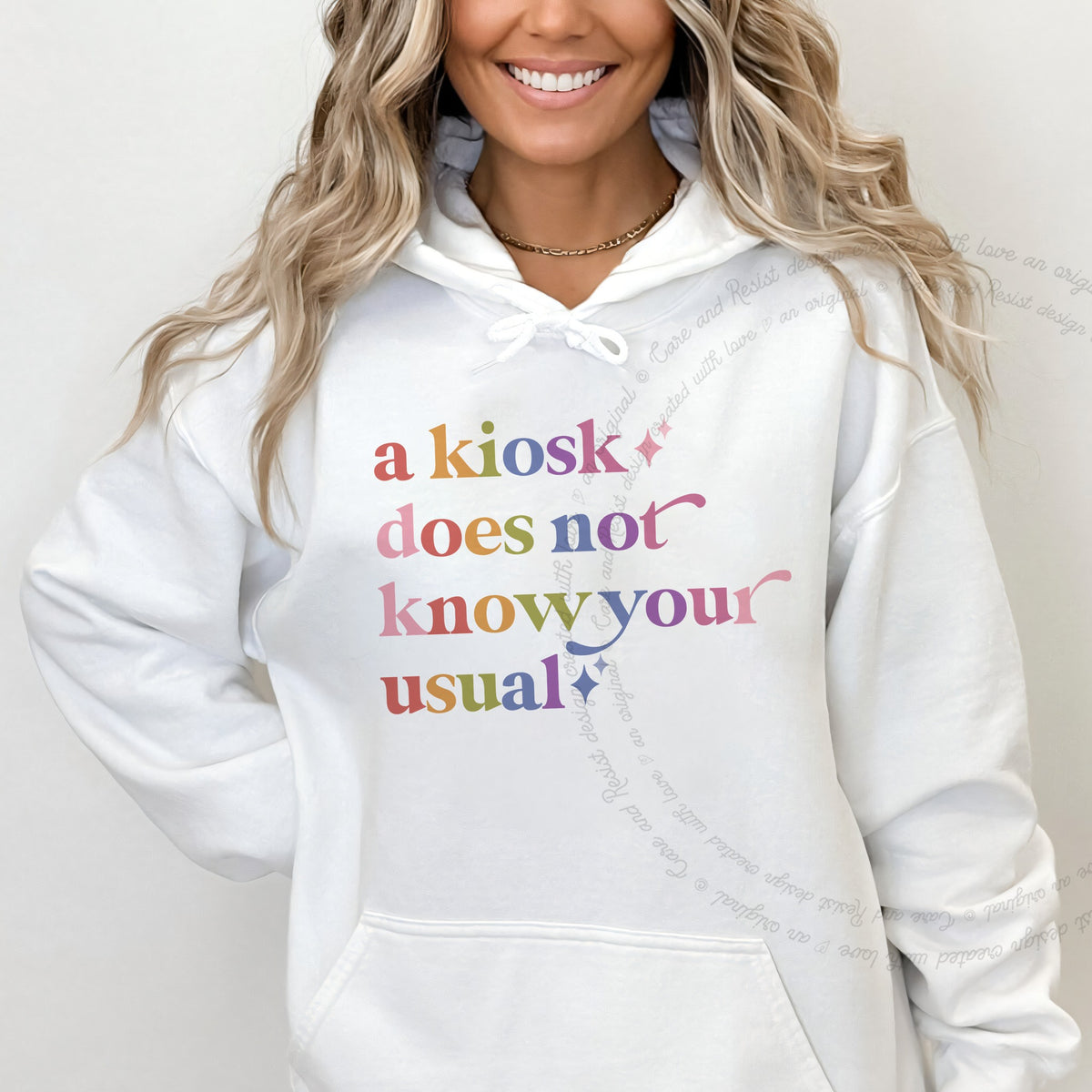 A Kiosk Does not Know Your Usual Care & Resist Gildan hoodie in White
