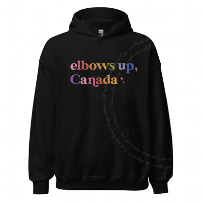 Elbows Up, Canada Care & Resist Gildan hoodie in Black