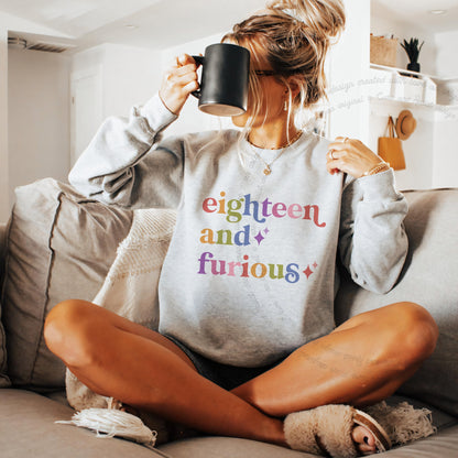 Eighteen and Furious Care & Resist Gildan crewneck sweatshirt in Sport Grey