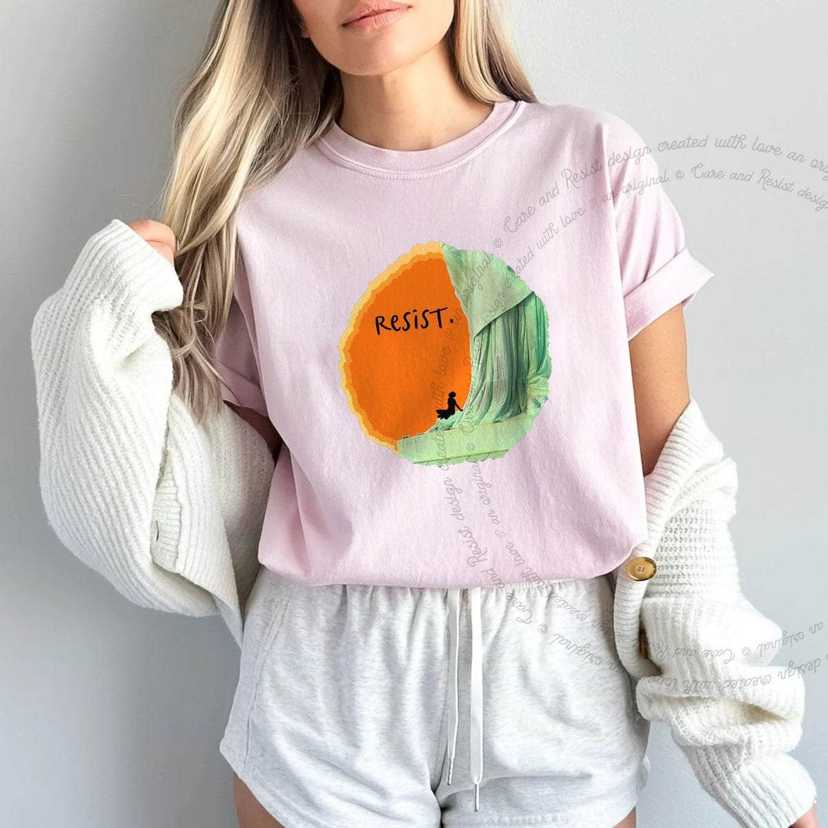 Resist Care & Resist progressive t-shirt in Blossom