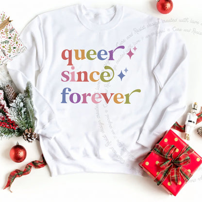 Queer Since Forever Care & Resist Gildan crewneck sweatshirt in White