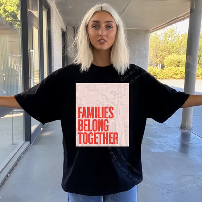 Families Belong Together Red Pink Care & Resist progressive t-shirt in Black