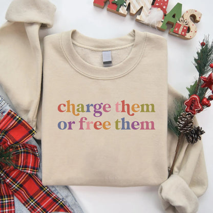 Charge Them or Free Them Care & Resist Gildan crewneck sweatshirt in Sand