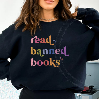 Read Banned Books Care & Resist Gildan crewneck sweatshirt in Black