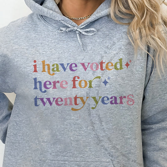 I Have Voted Here for Twenty Years Care & Resist Gildan hoodie in Sport Grey