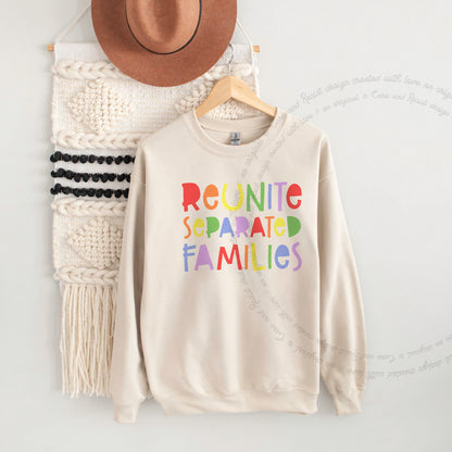 Reunite Separated Families Care & Resist Gildan crewneck sweatshirt in Sand