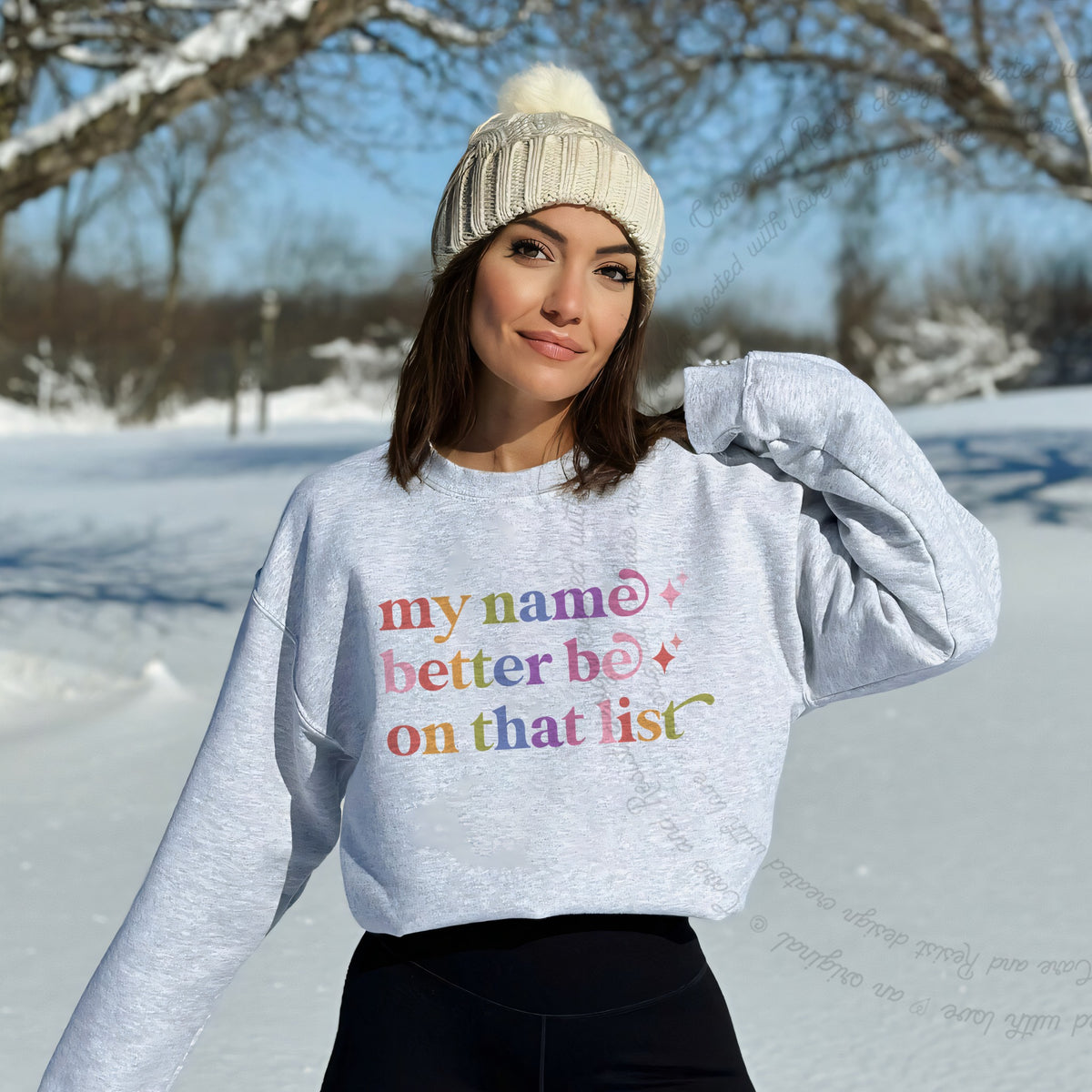 My Name Better Be on That List Care & Resist Gildan crewneck sweatshirt in Sport Grey