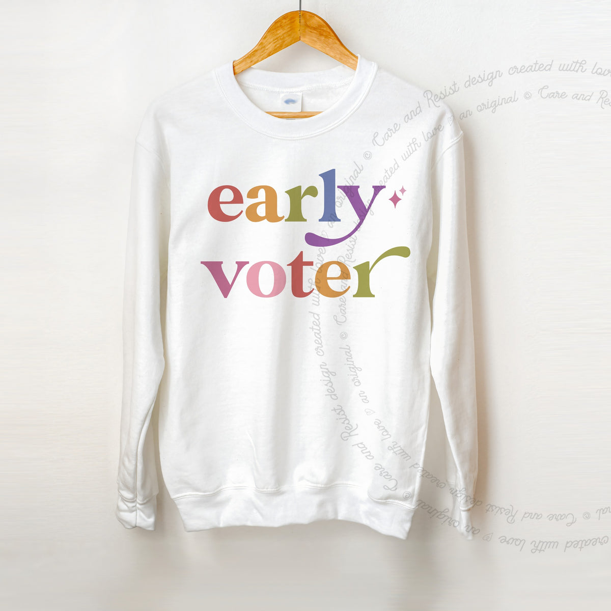 Early Voter Care & Resist Gildan crewneck sweatshirt in White