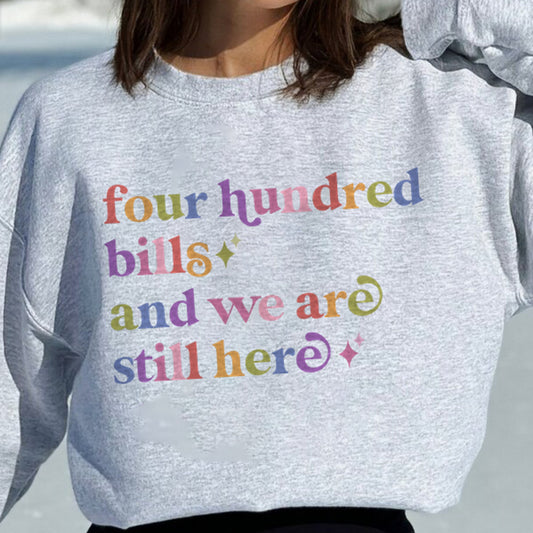 Four Hundred Bills and We are Still Here Care & Resist Gildan crewneck sweatshirt in Sport Grey