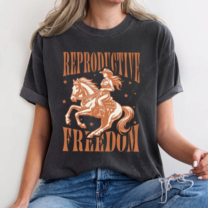 Reproductive Freedom Care & Resist progressive t-shirt in Graphite