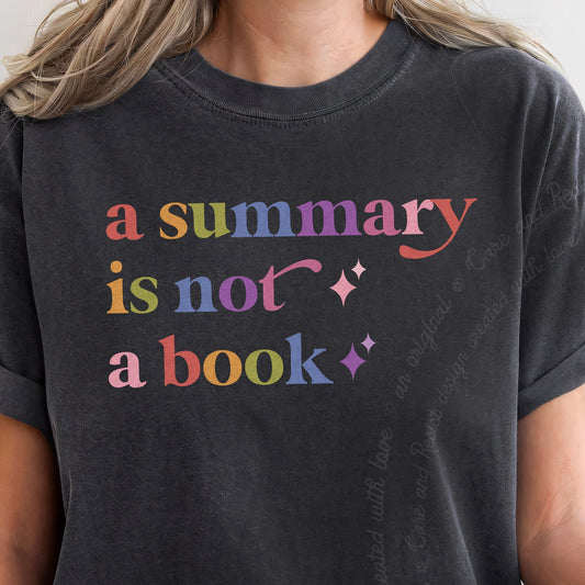 A Summary is not a Book Care & Resist progressive t-shirt in Graphite
