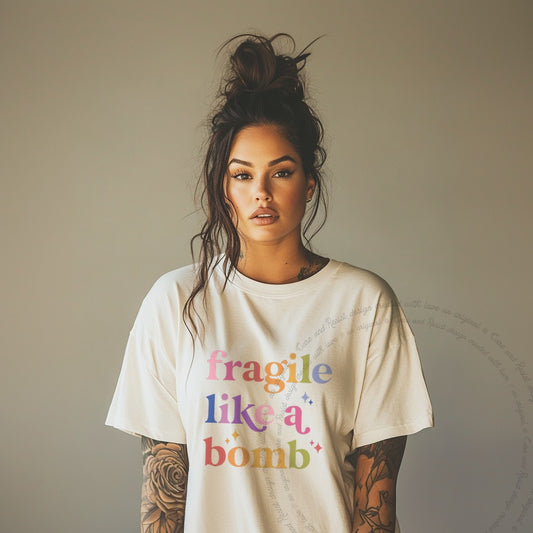 Fragile Like a Bomb Care & Resist progressive t-shirt in Ivory