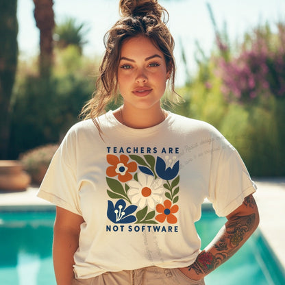 Teachers are not Software Cutout Care & Resist progressive t-shirt in Ivory