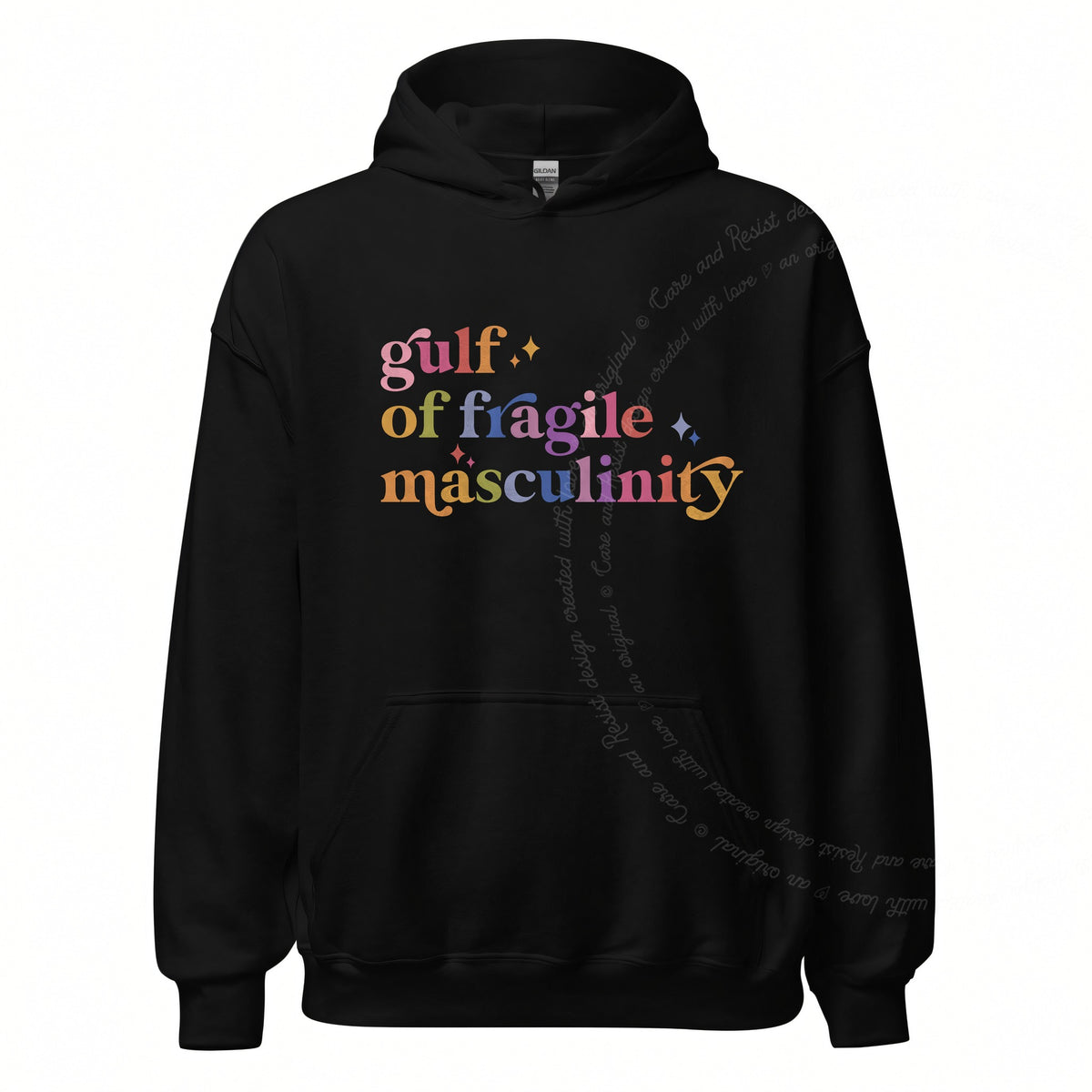 Gulf of Fragile Masculinity Care & Resist Gildan hoodie in Black