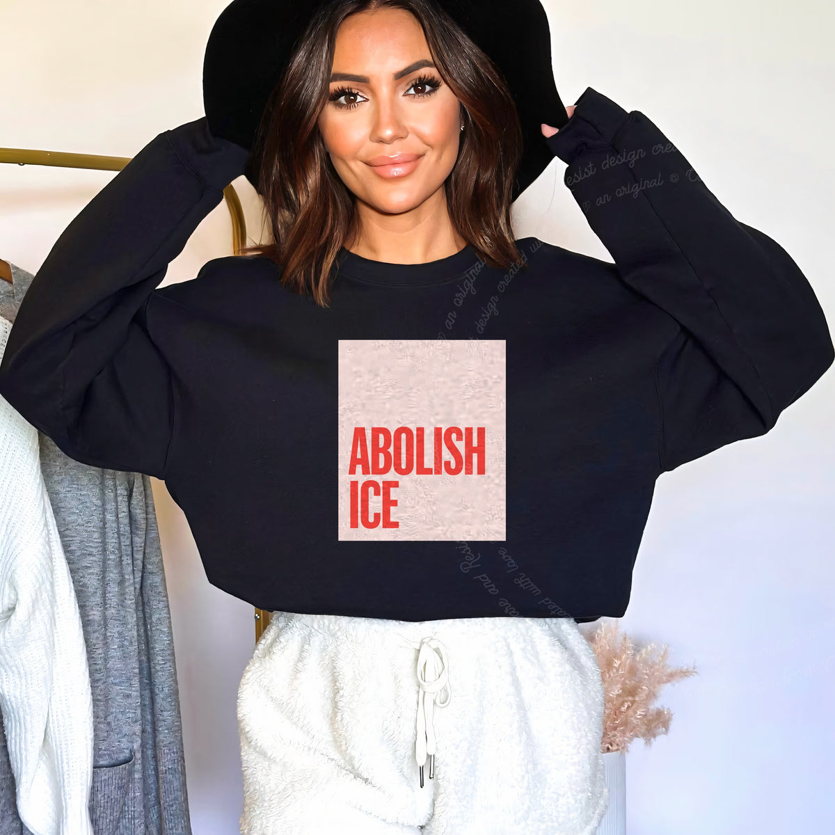 Abolish ICE Care & Resist Gildan crewneck sweatshirt in Black