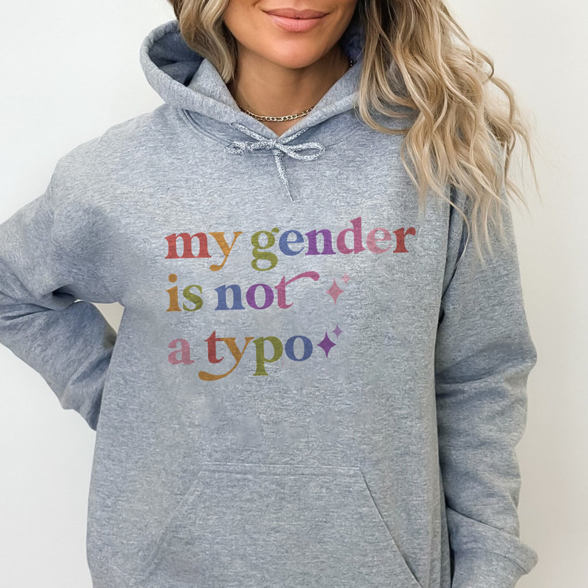 My Gender is not a Typo Care & Resist Gildan hoodie in Sport Grey