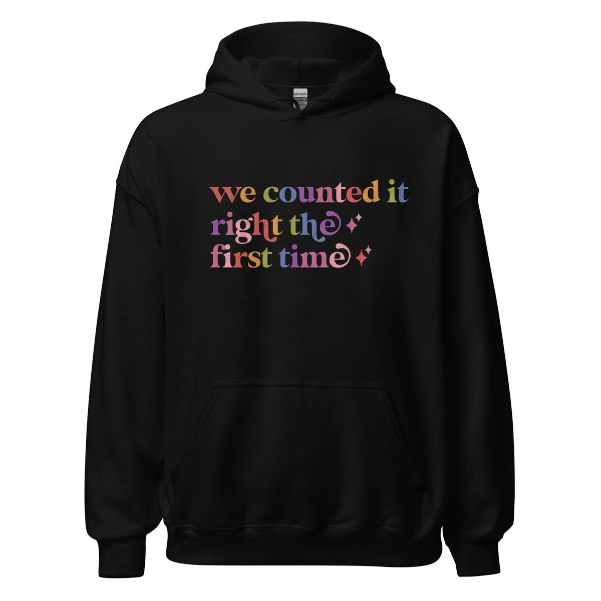 We Counted It Right the First Time Care & Resist Gildan hoodie in Black