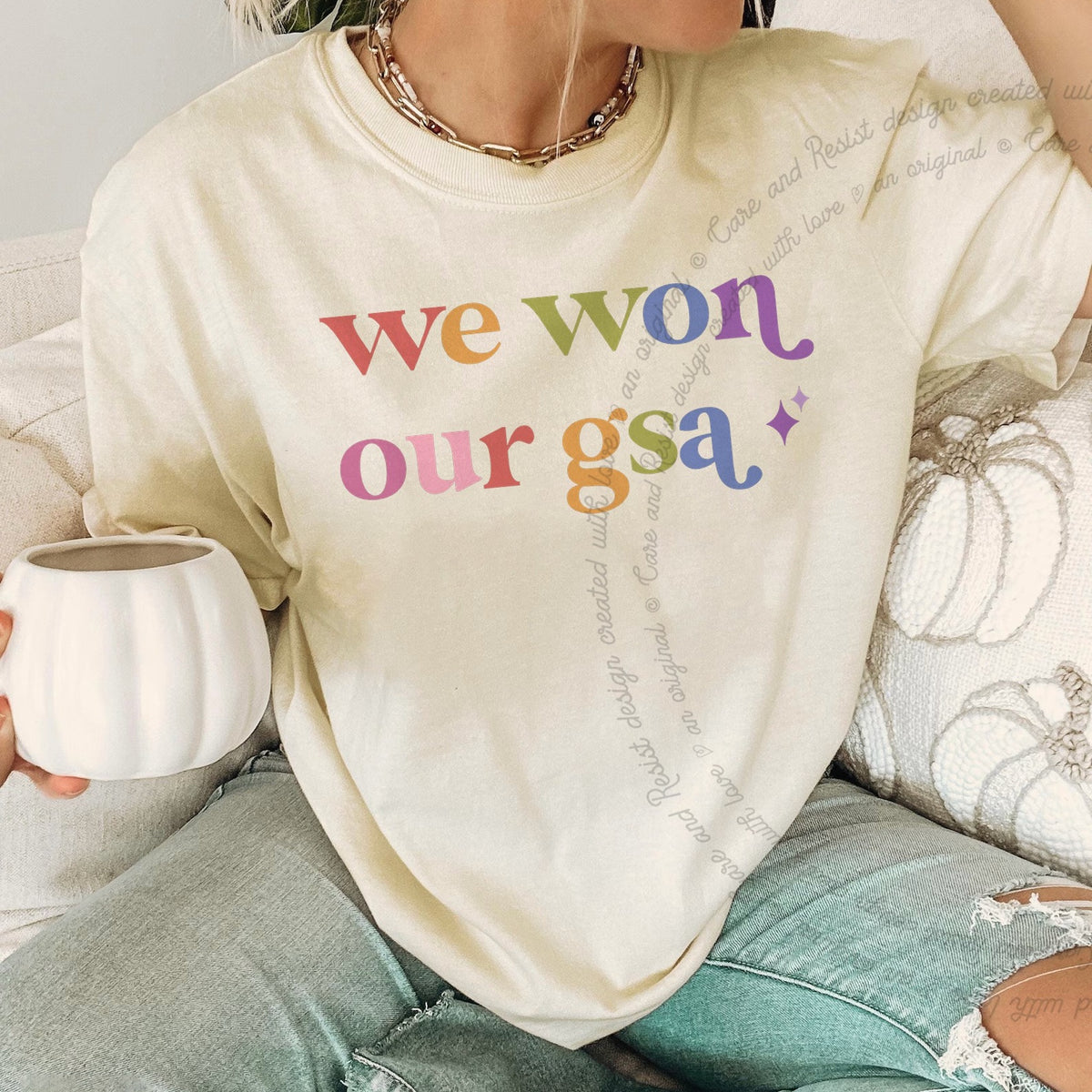 We Won Our Gsa Care & Resist tee in Ivory