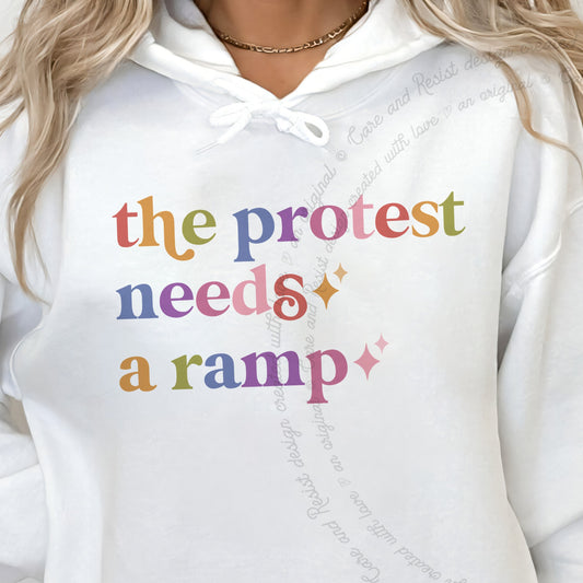 The Protest Needs a Ramp Care & Resist Gildan hoodie in White