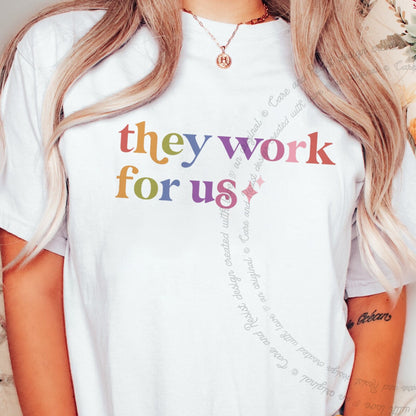 They Work for Us Care & Resist rainbow Comfort Colors tee, White