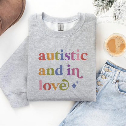 Autistic and in Love Care & Resist Gildan crewneck sweatshirt in Sport Grey