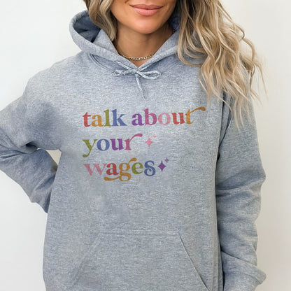 Talk About Your Wages Care & Resist Gildan hoodie in Sport Grey