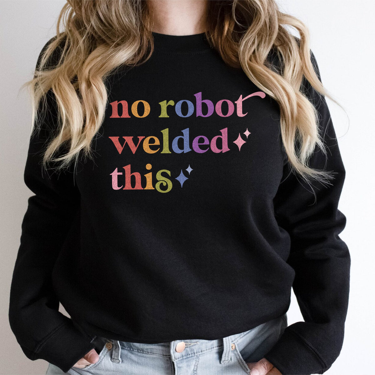 No Robot Welded This Care & Resist Gildan crewneck sweatshirt in Black