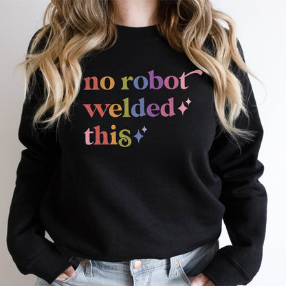 No Robot Welded This Care & Resist Gildan crewneck sweatshirt in Black