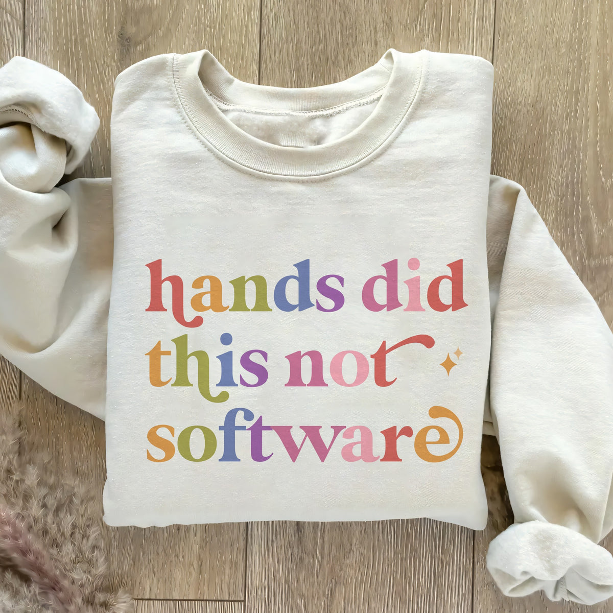 Hands Did This not Software Care & Resist Gildan crewneck sweatshirt in Sand