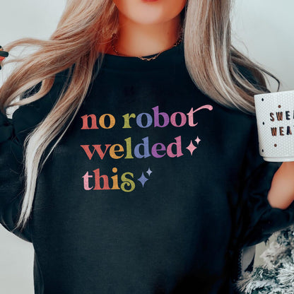 No Robot Welded This Care & Resist Gildan crewneck sweatshirt in Black