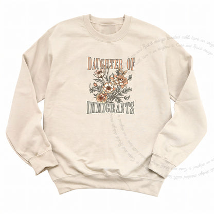 Daughter of Immigrants Care & Resist Gildan crewneck sweatshirt in Sand