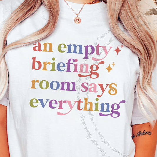 An Empty Briefing Room Says Everything Care & Resist progressive t-shirt in White