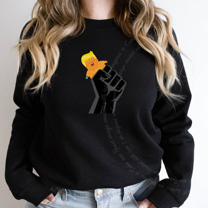 Resist Fist and Trump Blimp Care & Resist Gildan crewneck sweatshirt in Black