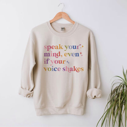 Speak Your Mind Care & Resist Gildan crewneck sweatshirt in Sand