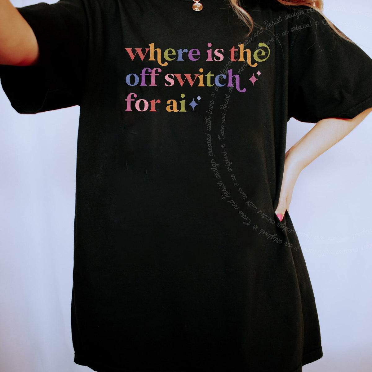 Where is the Off Switch for Ai Care & Resist tee in Black