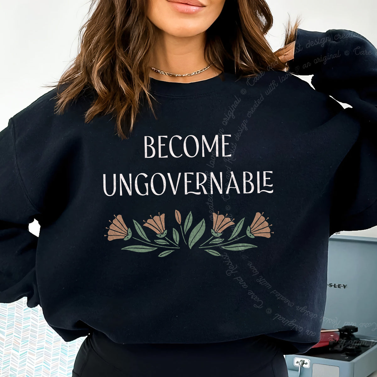 Become Ungovernable Care & Resist Gildan crewneck sweatshirt in Black