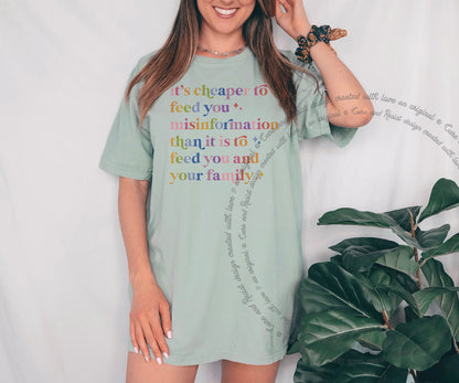 Misinformation Care & Resist progressive t-shirt in Bay