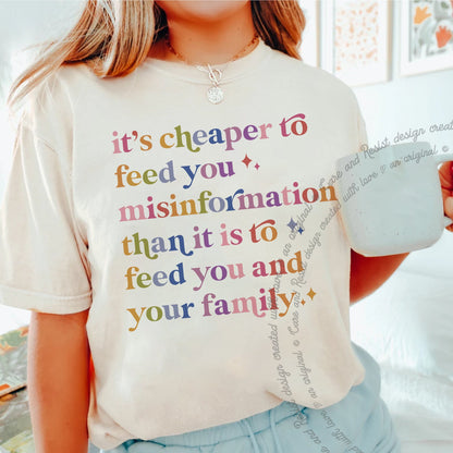 Misinformation Care & Resist progressive t-shirt in Ivory